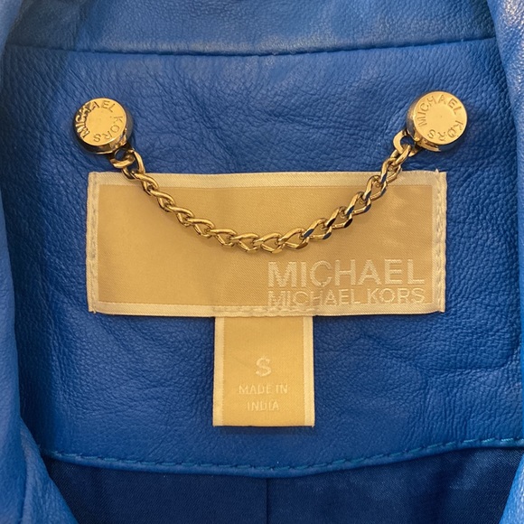 Electric Blue Michael Kors 100% Leather Jacket - Picture 3 of 5